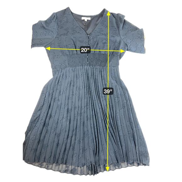 NWT Nanette Lepore Navy Blue Long Sleeve Bella Dobby Dress Pleats Womens Size 12 - Picture 12 of 12